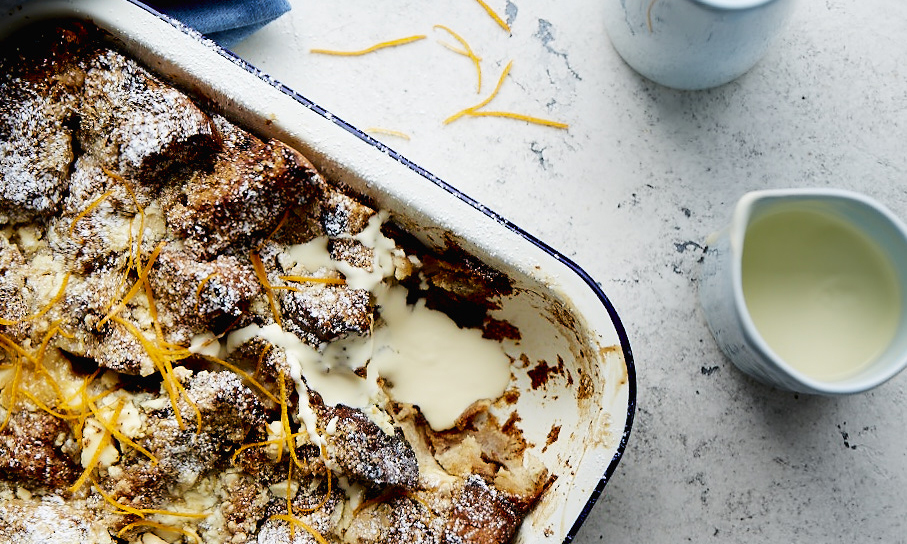 White Chocolate Bread and Butter Pudding